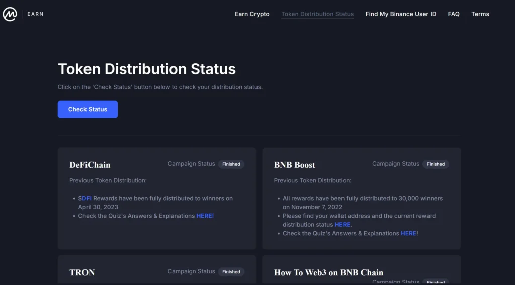 token distribution status